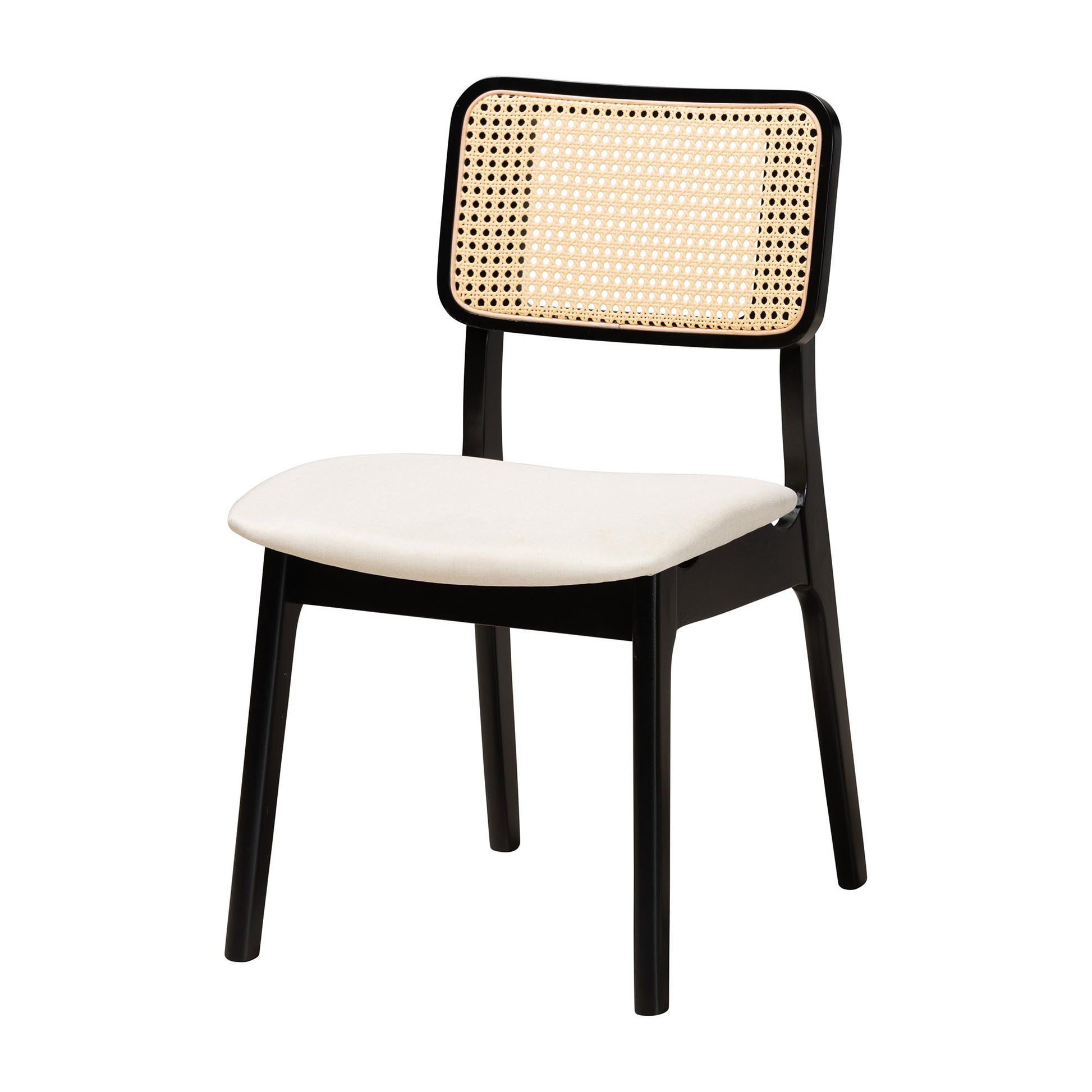 Baxton Studio Dannon Mid-Century Modern Cream Fabric and Black Finished Wood 5-Piece Dining Set | Dining Sets | Modishstore - 3