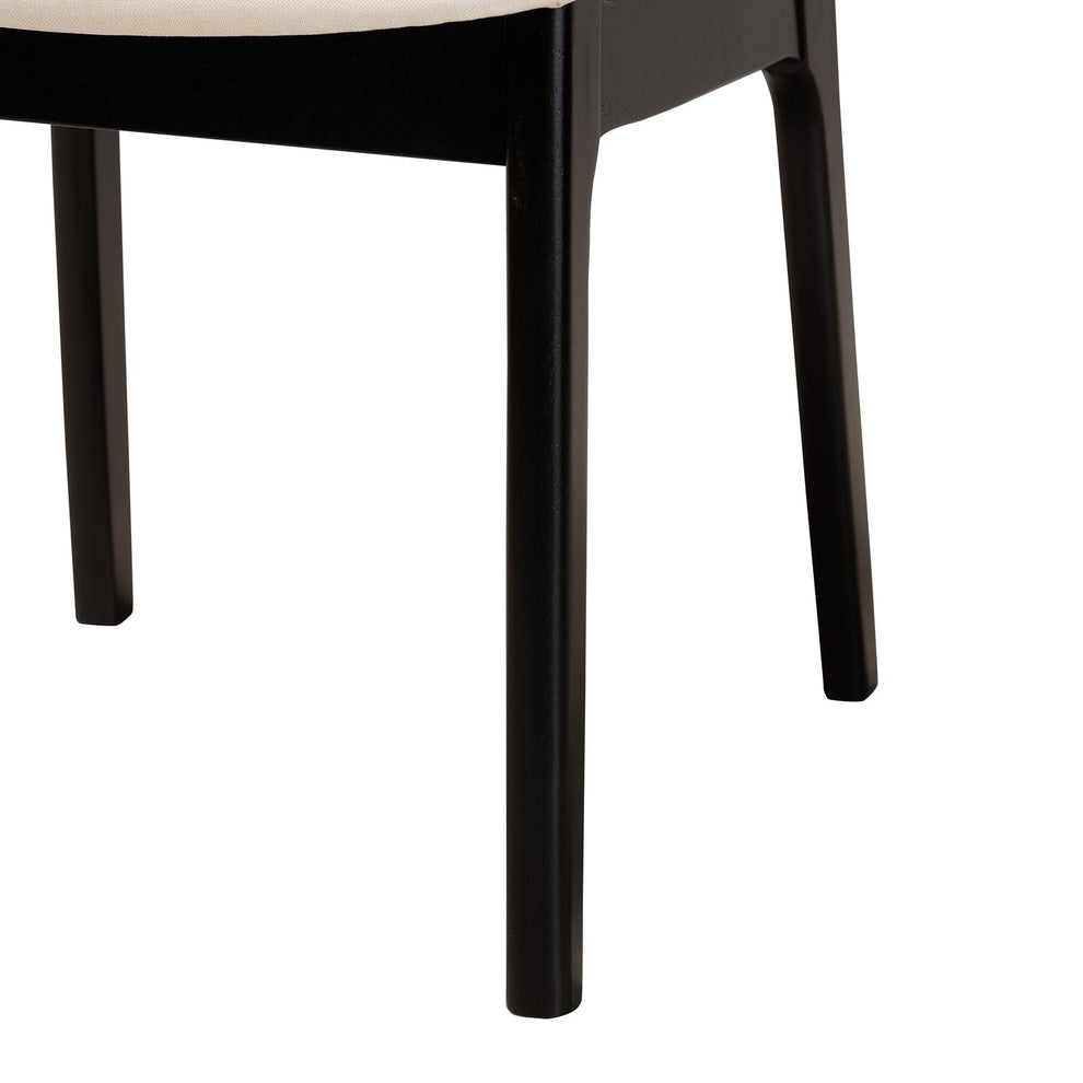Baxton Studio Dannon Mid-Century Modern Cream Fabric and Black Finished Wood 5-Piece Dining Set | Dining Sets | Modishstore - 7