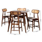 Baxton Studio Tarana Mid-Century Modern Grey Fabric and Walnut Brown Finished Wood 5-Piece Pub Set | Bar Stools & Table | Modishstore - 10