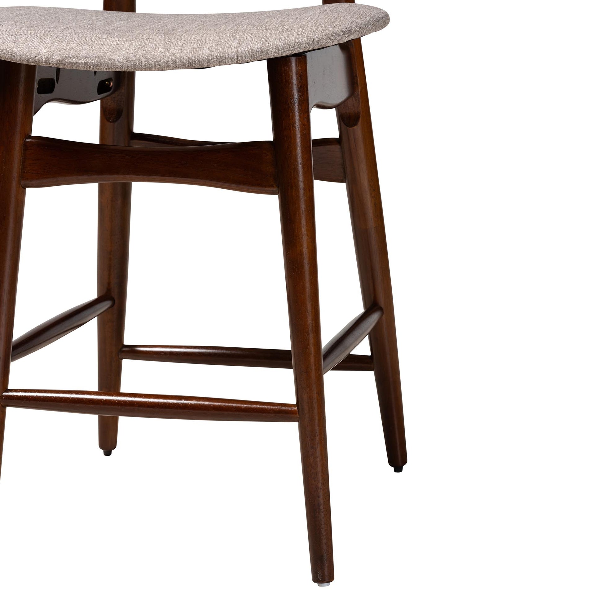 Baxton Studio Tarana Mid-Century Modern Grey Fabric and Walnut Brown Finished Wood 5-Piece Pub Set | Bar Stools & Table | Modishstore - 7