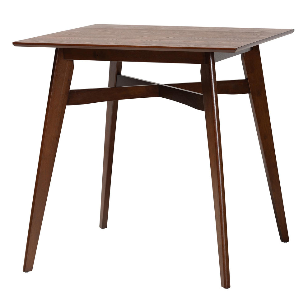 Baxton Studio Dannell Mid-Century Modern Grey Fabric and Walnut Brown Finished Wood 5-Piece Pub Set | Bar Stools & Table | Modishstore - 6