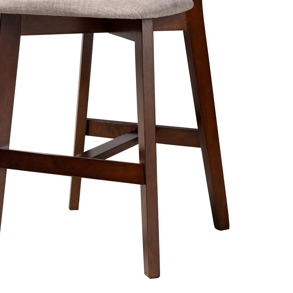 Baxton Studio Dannell Mid-Century Modern Grey Fabric and Walnut Brown Finished Wood 2-Piece Counter Stool Set | Counter Stools | Modishstore - 6
