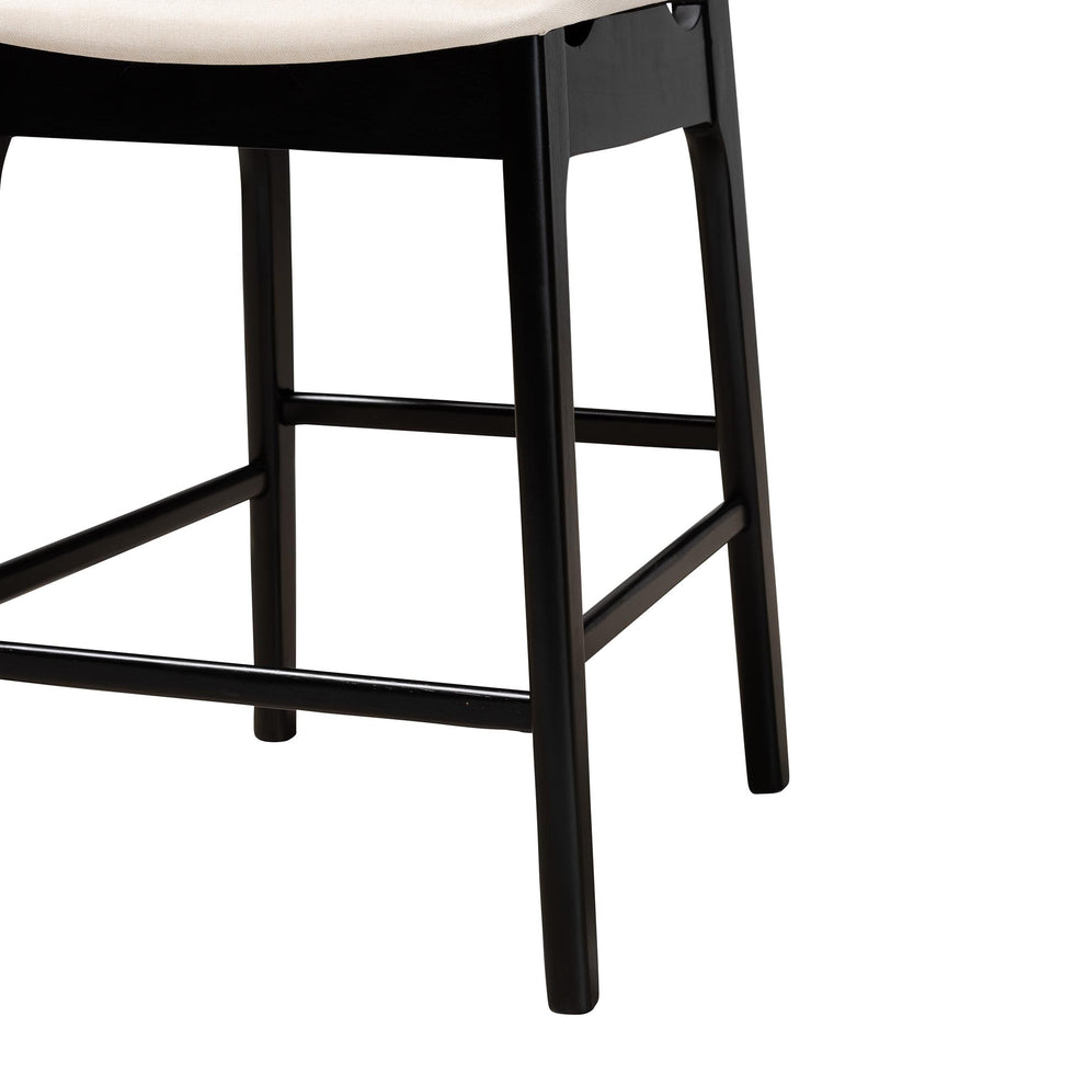 Baxton Studio Dannon Mid-Century Modern Cream Fabric and Black Finished Wood 5-Piece Pub Set | Bar Stools & Table | Modishstore - 9