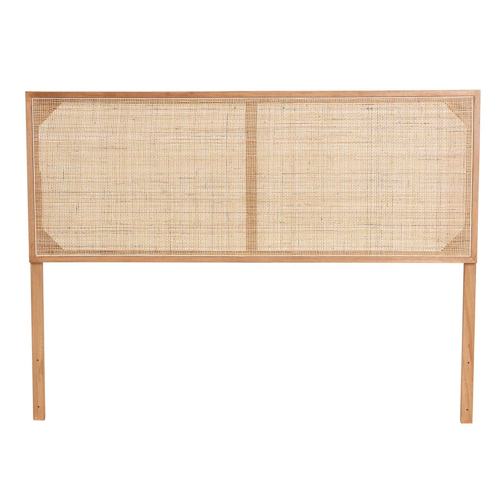 Baxton Studio bali & pari Aurelia Modern Bohemian Natural Brown Finished Bayur Wood and Rattan Queen Size Headboard | Headboards | Modishstore - 3