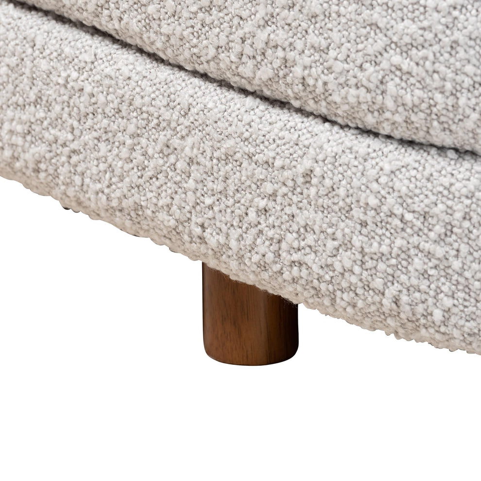 Baxton Studio Betiana Modern Japandi Light Grey Boucle Fabric and Walnut Brown Finished Wood Storage Bench | Benches | Modishstore - 6