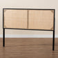 Baxton Studio bali & pari Aurelia Modern Bohemian Black Finished Bayur Wood and Natural Rattan Queen Size Headboard | Headboards | Modishstore - 6