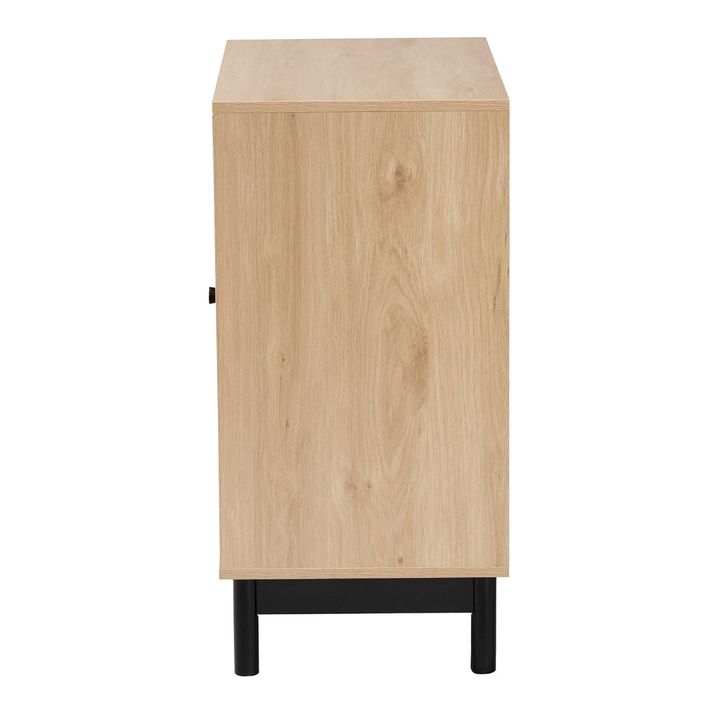 Baxton Studio Cherelle Mid-Century Modern Light Brown and Black 2-Door Storage Cabinet | Cabinets | Modishstore - 7