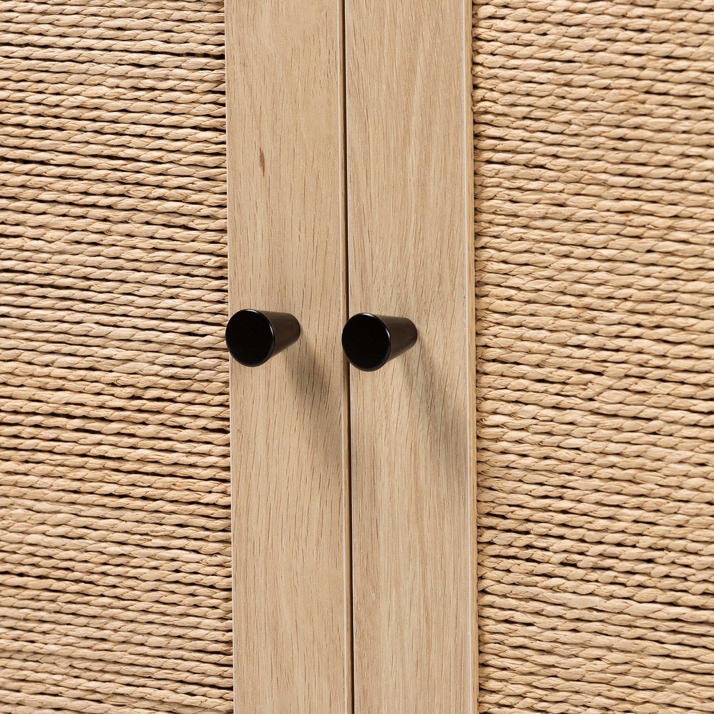 Baxton Studio Cherelle Mid-Century Modern Light Brown and Black 2-Door Storage Cabinet | Cabinets | Modishstore - 8