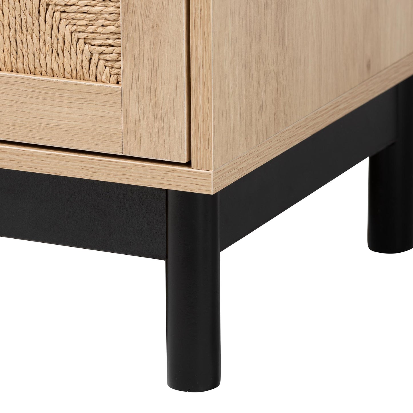 Baxton Studio Cherelle Mid-Century Modern Light Brown and Black 2-Door Storage Cabinet | Cabinets | Modishstore - 9