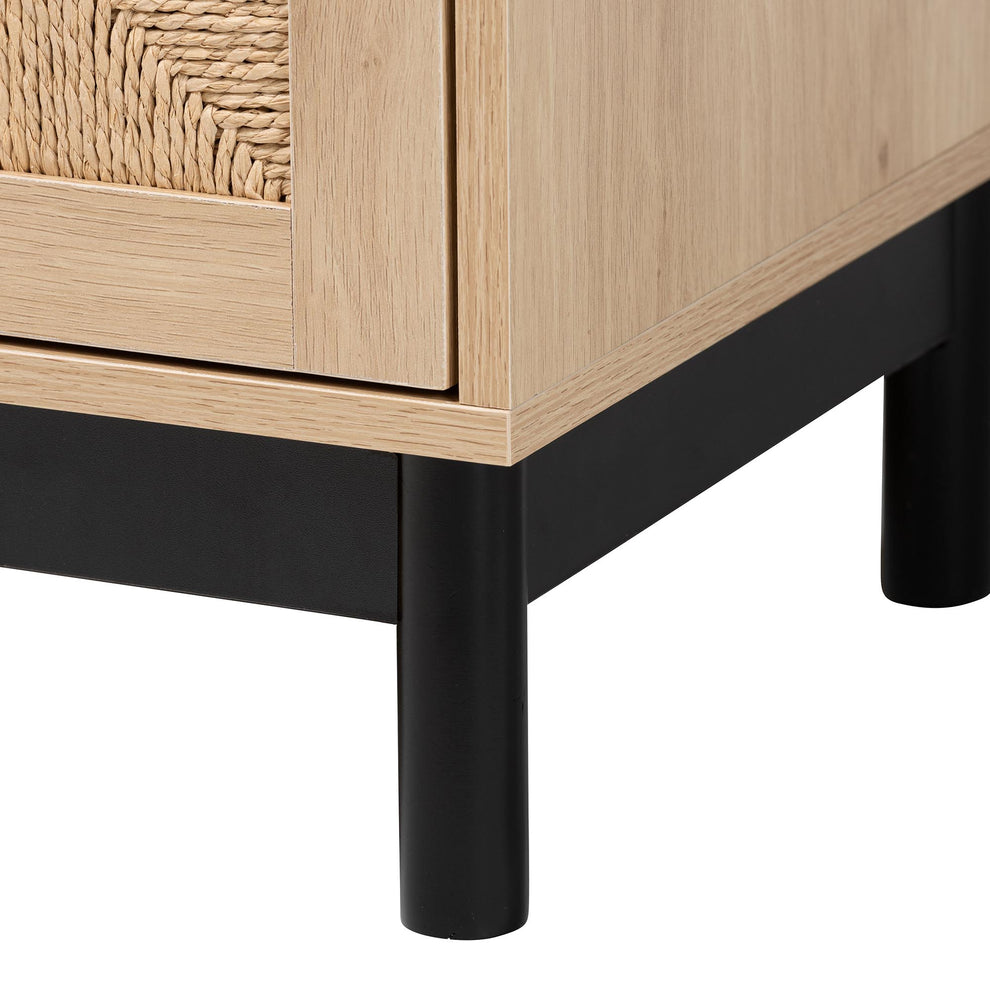 Baxton Studio Cherelle Mid-Century Modern Light Brown and Black 2-Door Storage Cabinet | Cabinets | Modishstore - 9
