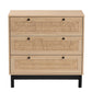 Baxton Studio Cherelle Mid-Century Modern Light Brown and Black 3-Drawer Storage Cabinet | Cabinets | Modishstore - 4