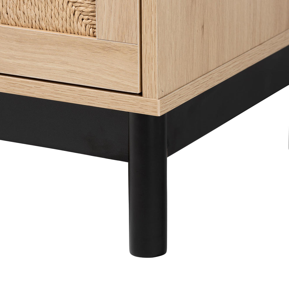Baxton Studio Cherelle Mid-Century Modern Light Brown and Black 3-Drawer Storage Cabinet | Cabinets | Modishstore - 7