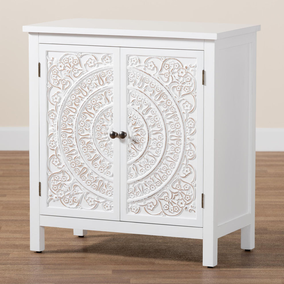 Baxton Studio Yelena Classic and Traditional White Finished Wood 2-Door Storage Cabinet | Cabinets | Modishstore - 2