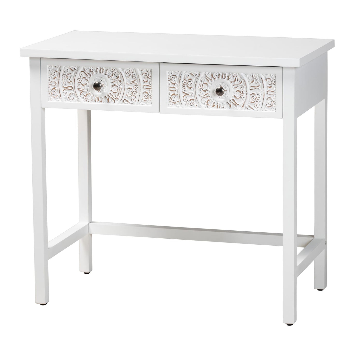 Baxton Studio Yelena Classic and Traditional White Finished Wood 2-Drawer Console Table | Console Tables | Modishstore - 2