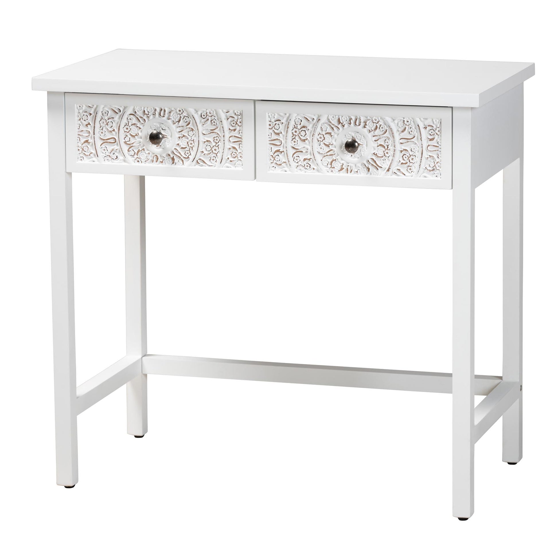 Baxton Studio Yelena Classic and Traditional White Finished Wood 2-Drawer Console Table | Console Tables | Modishstore - 2