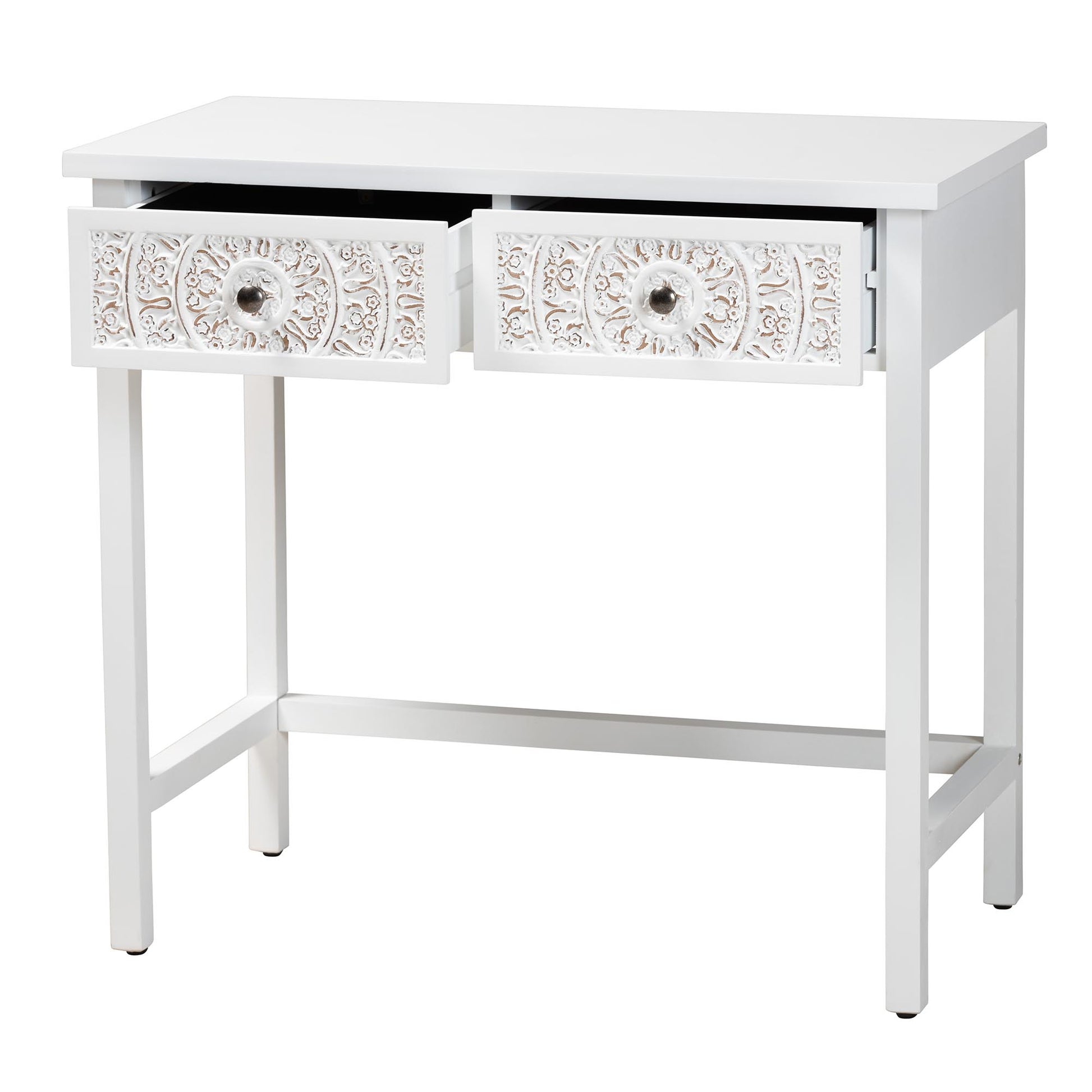 Baxton Studio Yelena Classic and Traditional White Finished Wood 2-Drawer Console Table | Console Tables | Modishstore - 3