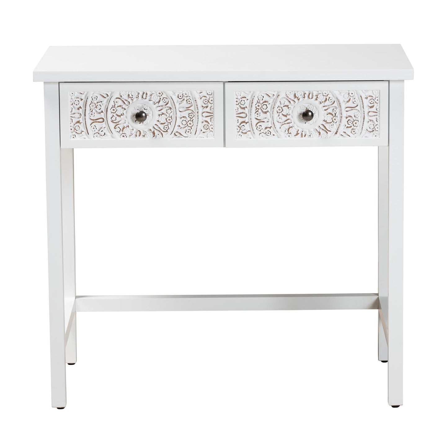 Baxton Studio Yelena Classic and Traditional White Finished Wood 2-Drawer Console Table | Console Tables | Modishstore - 4