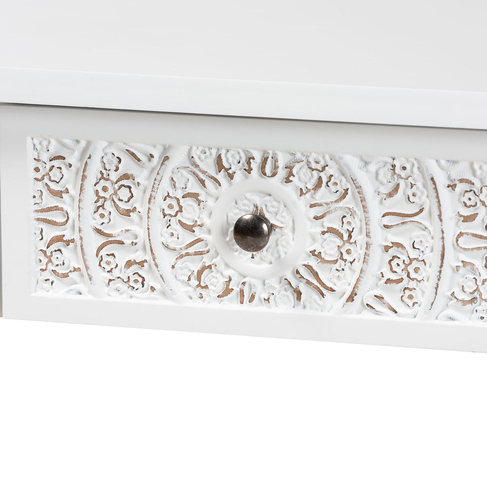 Baxton Studio Yelena Classic and Traditional White Finished Wood 2-Drawer Console Table | Console Tables | Modishstore - 6