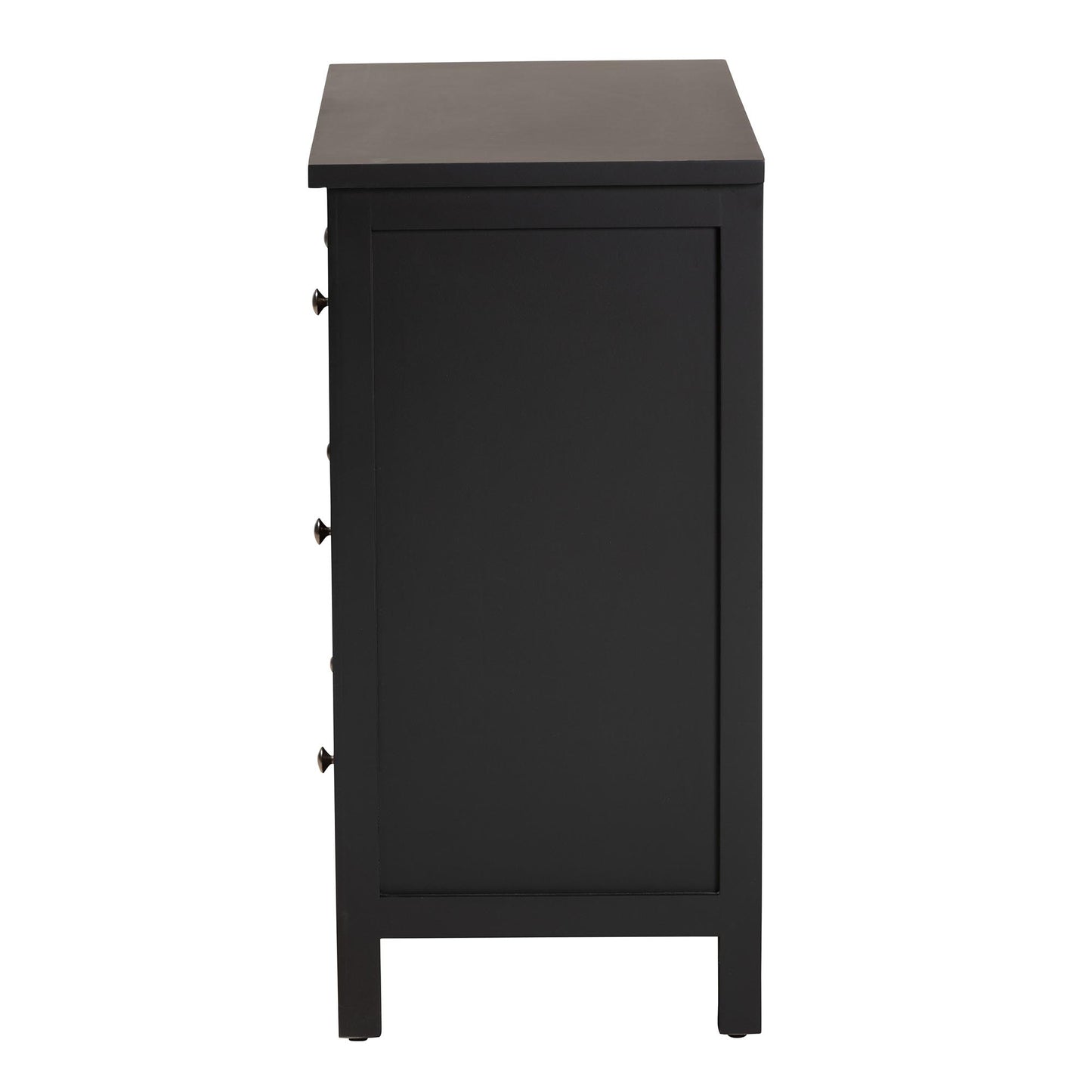 Baxton Studio Yelena Classic and Traditional Black Finished Wood 3-Drawer Storage Cabinet | Cabinets | Modishstore - 5