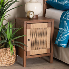 Baxton Studio bali & pari Holitz Modern Bohemian Walnut Brown Finished Bayur Wood Nightstand