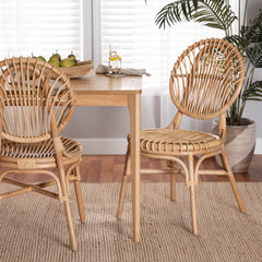 Baxton Studio bali & pari Iris Modern Bohemian Natural Brown Rattan Dining Chair