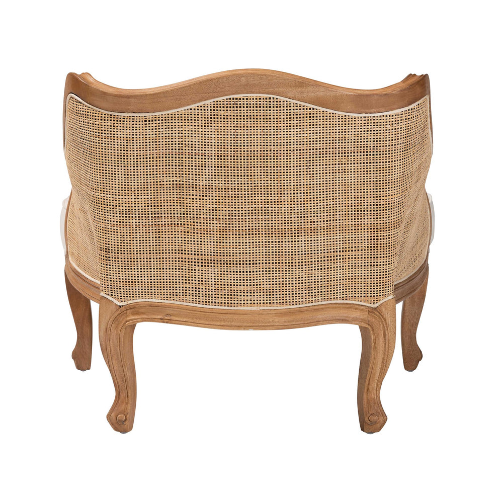 Baxton Studio bali & pari Sylvestra Traditional French Beige Fabric and Honey Oak Finished Wood Low Seat Accent Chair | Accent Chairs | Modishstore - 7
