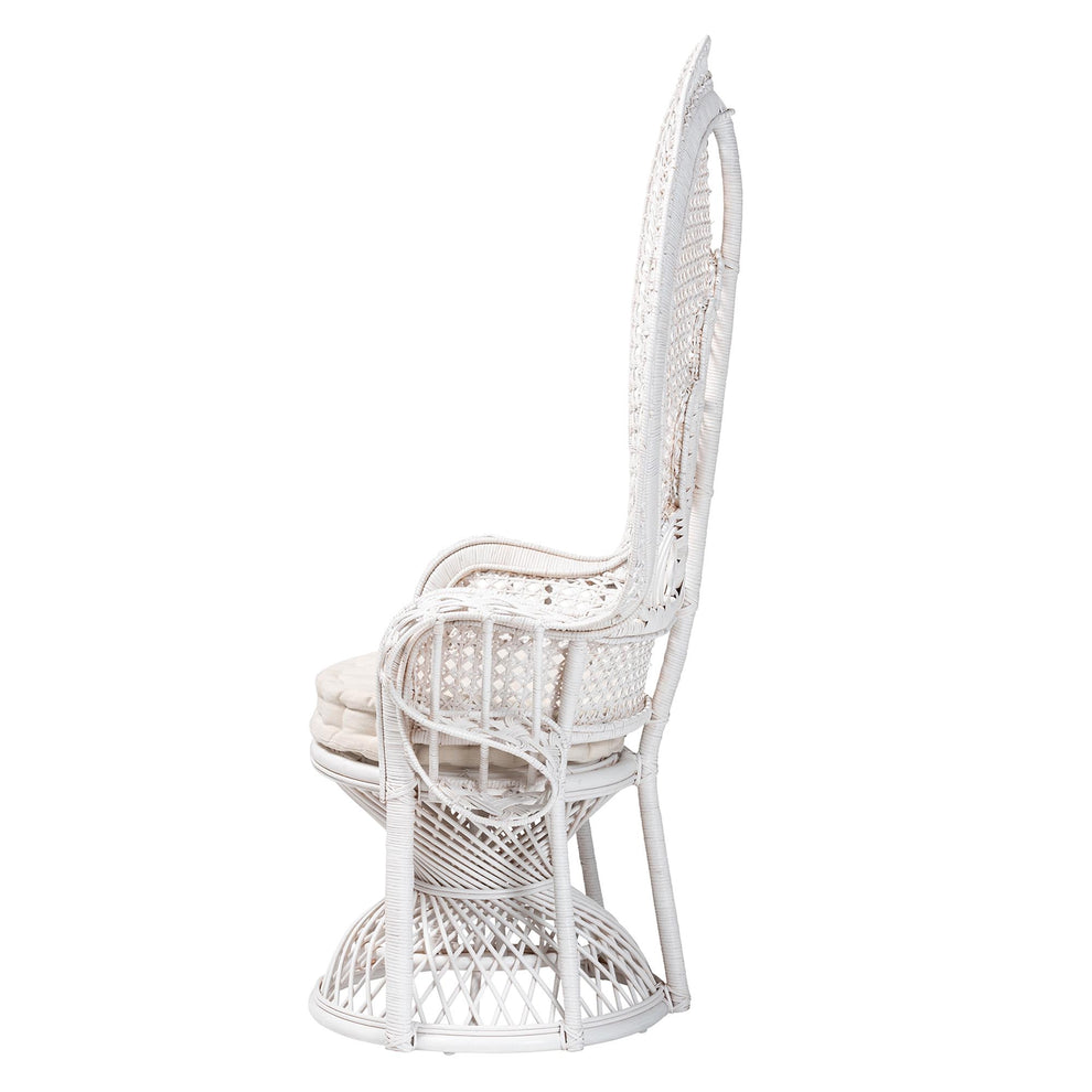 Baxton Studio bali & pari Ediva Modern Bohemian White Natural Rattan Peacock Accent Chair | Accent Chairs | Modishstore - 4