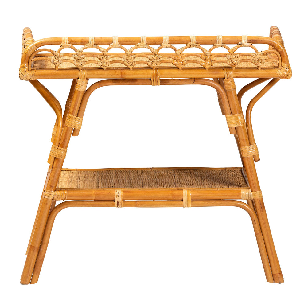 Baxton Studio bali & pari Nayana Modern Bohemian Natural Rattan 2-Tier Console Table | Console Tables | Modishstore - 5
