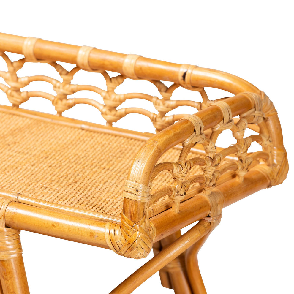 Baxton Studio bali & pari Nayana Modern Bohemian Natural Rattan 2-Tier Console Table | Console Tables | Modishstore - 6