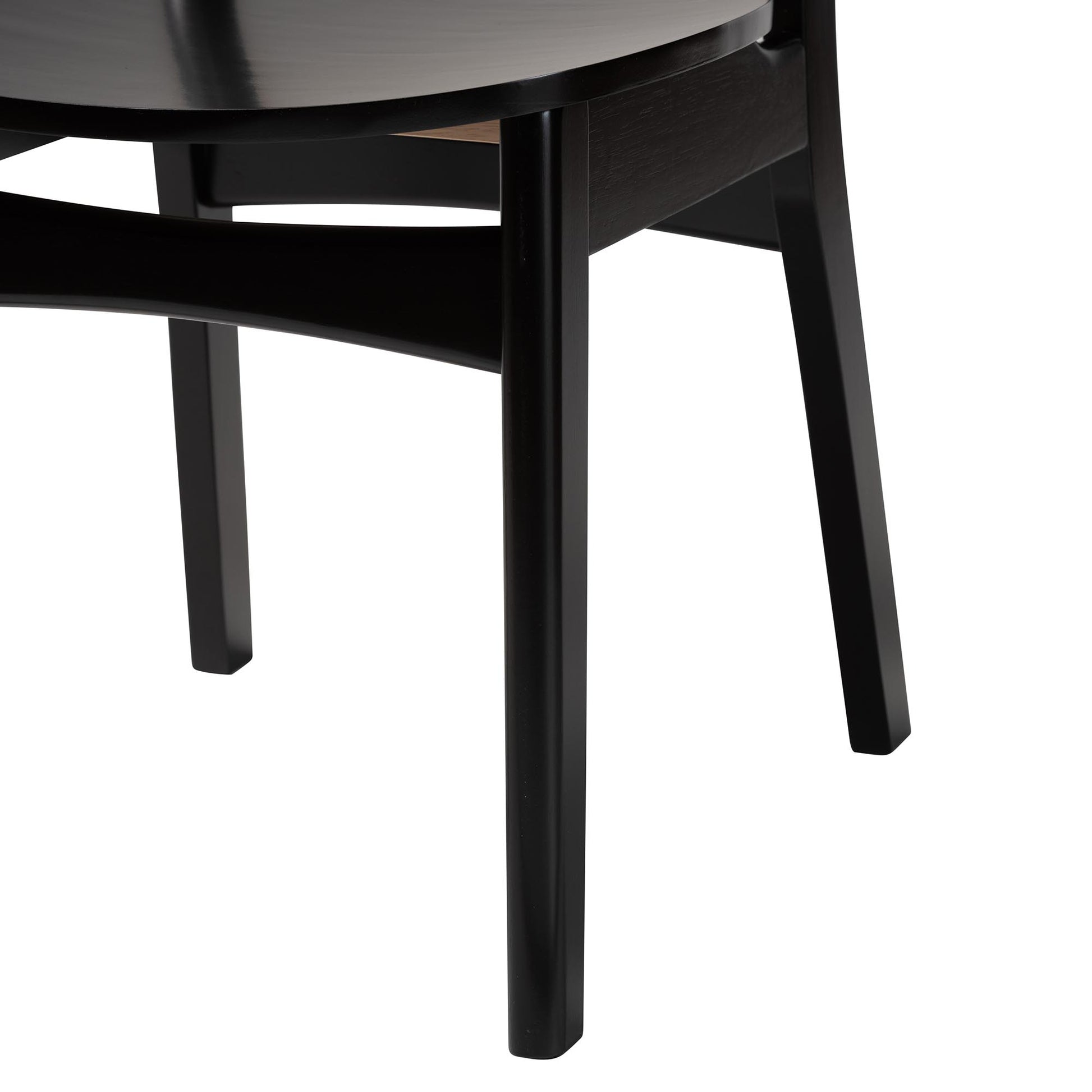 Baxton Studio Giuliana Mid-Century Modern Dark Brown Finished Wood and Woven Rattan 5-Piece Dining Set | Dining Sets | Modishstore - 9