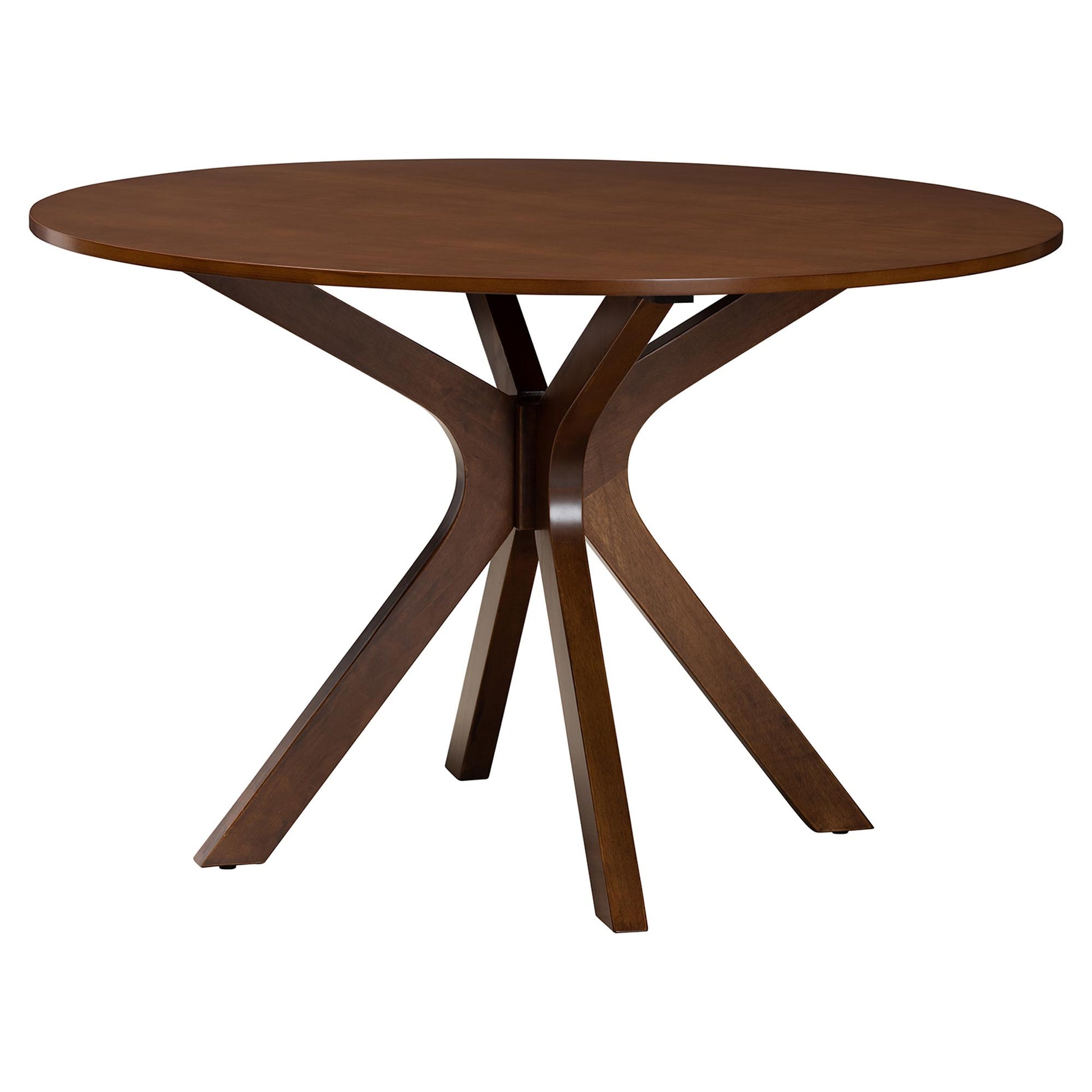 Baxton Studio Linnet Mid-Century Modern Walnut Brown Finished Wood and Rattan 7-Piece Dining Set | Dining Sets | Modishstore - 6