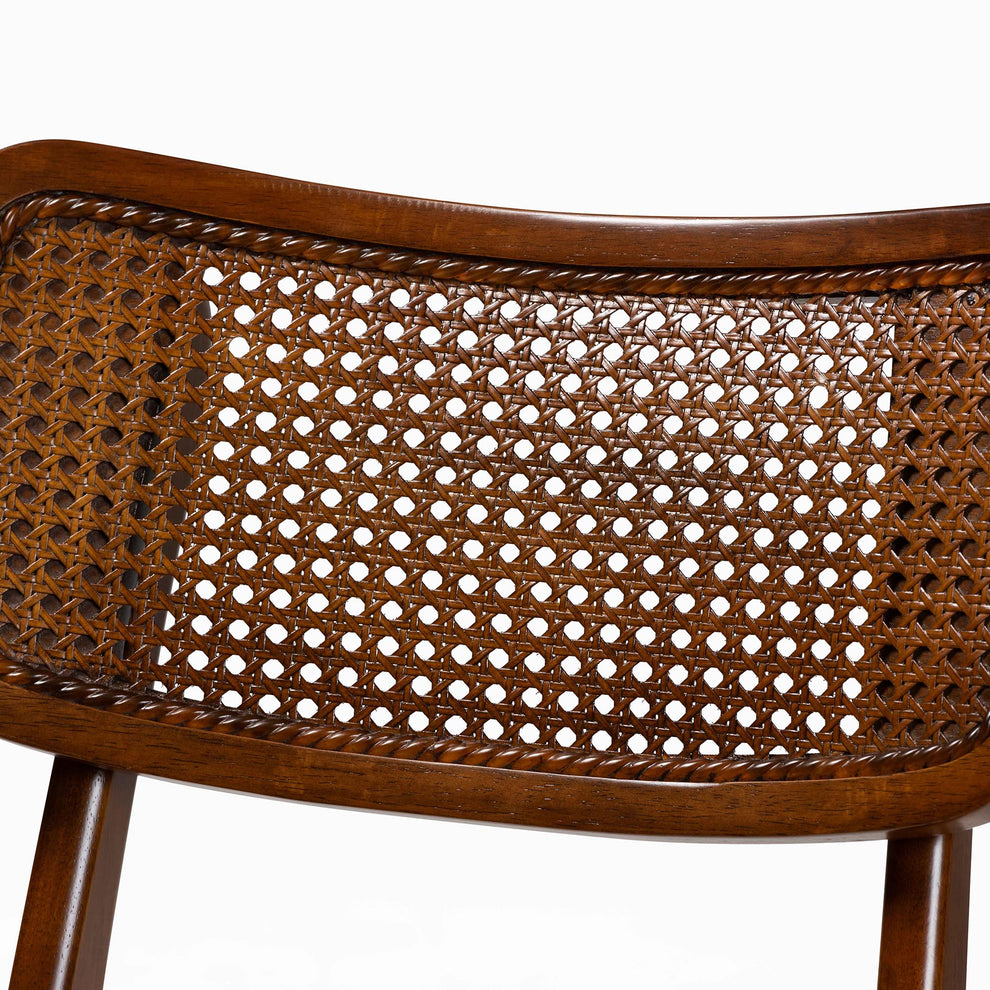 Baxton Studio Linnet Mid-Century Modern Walnut Brown Finished Wood and Rattan 7-Piece Dining Set | Dining Sets | Modishstore - 8