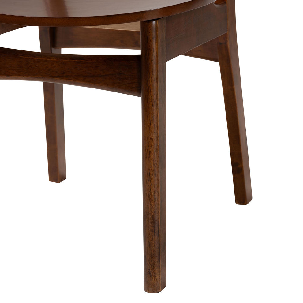 Baxton Studio Linnet Mid-Century Modern Walnut Brown Finished Wood and Rattan 7-Piece Dining Set | Dining Sets | Modishstore - 9
