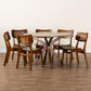 Baxton Studio Linnet Mid-Century Modern Walnut Brown Finished Wood and Rattan 7-Piece Dining Set | Dining Sets | Modishstore - 2
