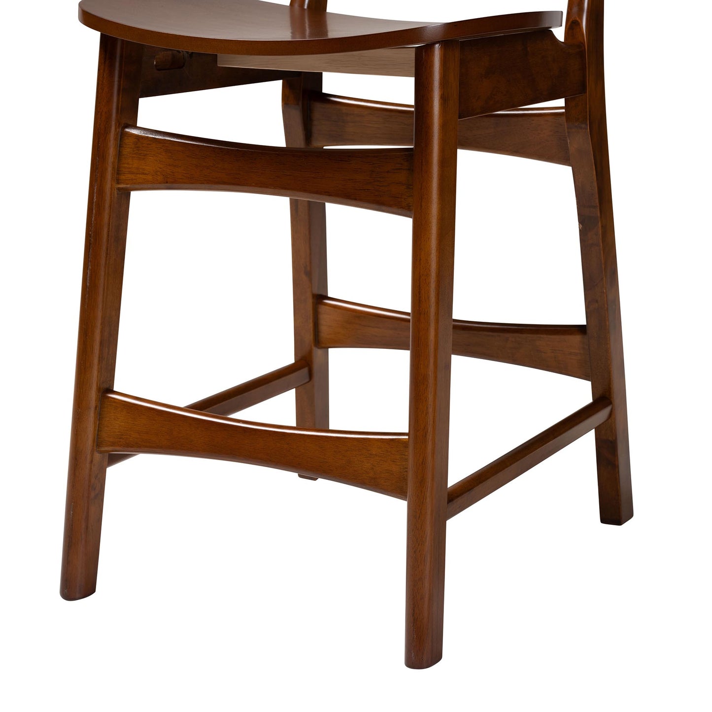 Baxton Studio Hesper Mid-Century Modern Walnut Brown Finished Wood and Rattan 2-Piece Counter Stool Set | Counter Stools | Modishstore - 6