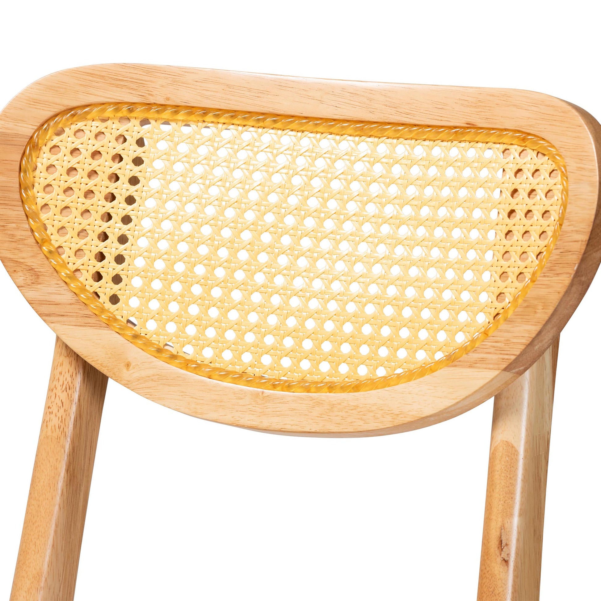 Baxton Studio Nenet Mid-Century Modern Oak Brown Finished Wood and Rattan 2-Piece Counter Stool Set | Counter Stools | Modishstore - 5