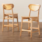 Baxton Studio Nenet Mid-Century Modern Oak Brown Finished Wood and Rattan 2-Piece Counter Stool Set | Counter Stools | Modishstore - 9