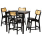 Baxton Studio Tafari Mid-Century Modern Dark Brown Finished Wood and Rattan Pub Set | Bar Stools & Table | Modishstore - 4