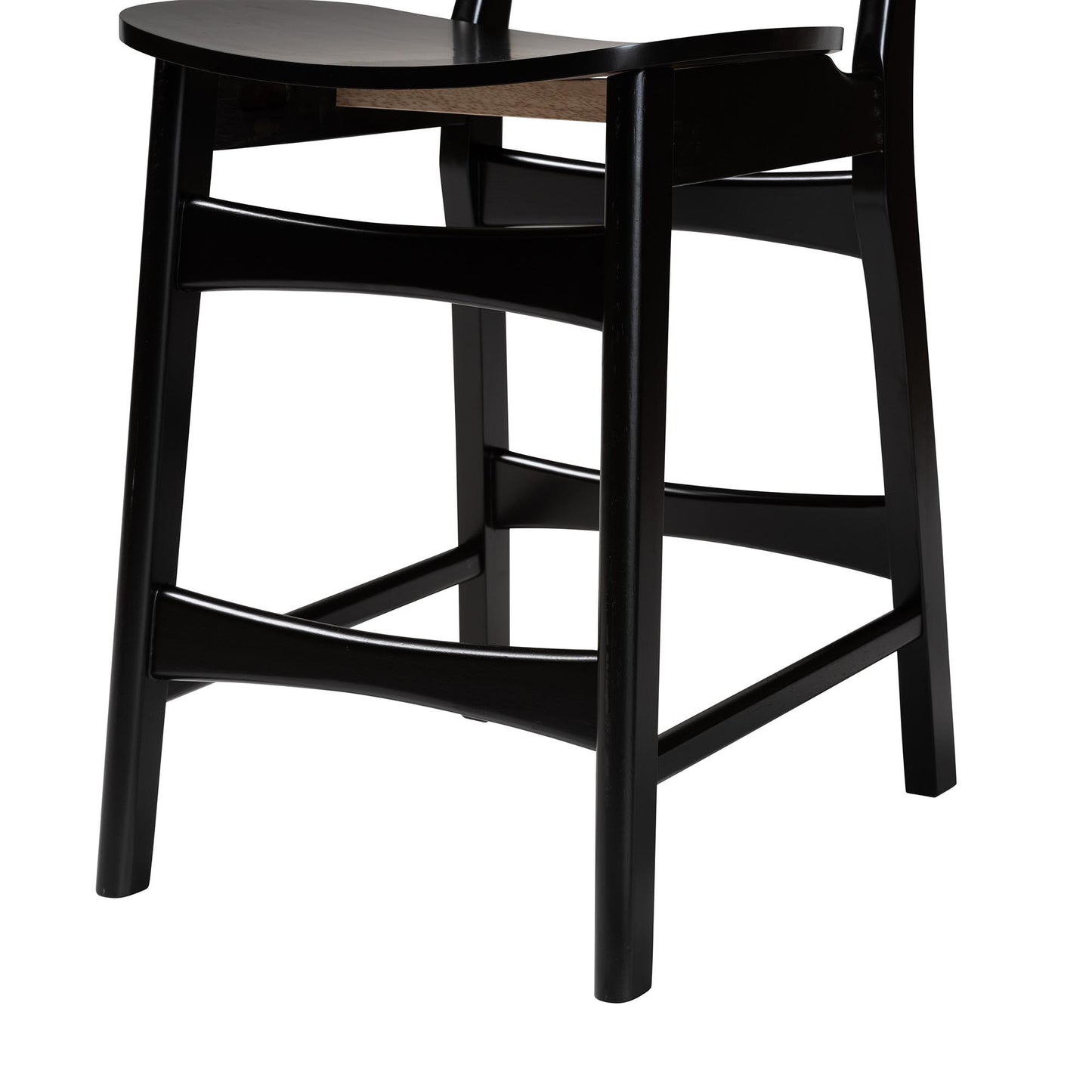 Baxton Studio Tafari Mid-Century Modern Dark Brown Finished Wood and Rattan Pub Set | Bar Stools & Table | Modishstore - 9