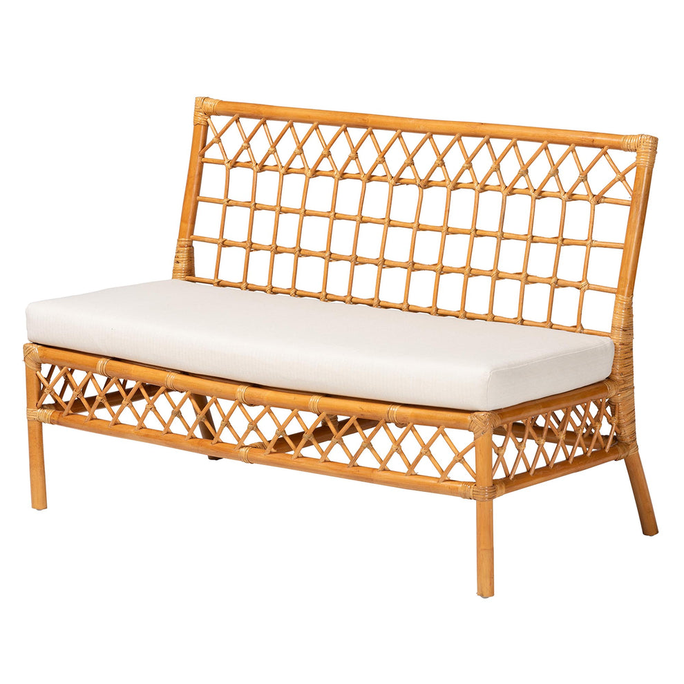 Baxton Studio bali & pari Capella Modern Bohemian Honey Rattan Dining Bench | Benches | Modishstore - 2