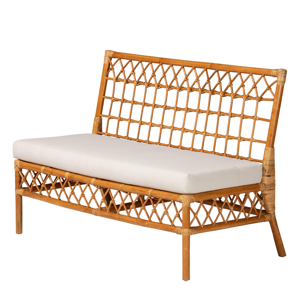 Baxton Studio bali & pari Abella Modern Bohemian Honey Rattan 4-Piece Dining Nook Set | Sofa Set | Modishstore - 6