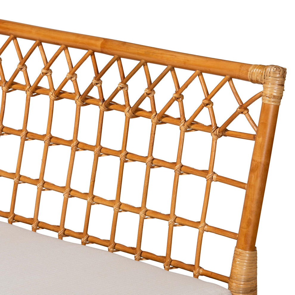 Baxton Studio bali & pari Abella Modern Bohemian Honey Rattan 4-Piece Dining Nook Set | Sofa Set | Modishstore - 10