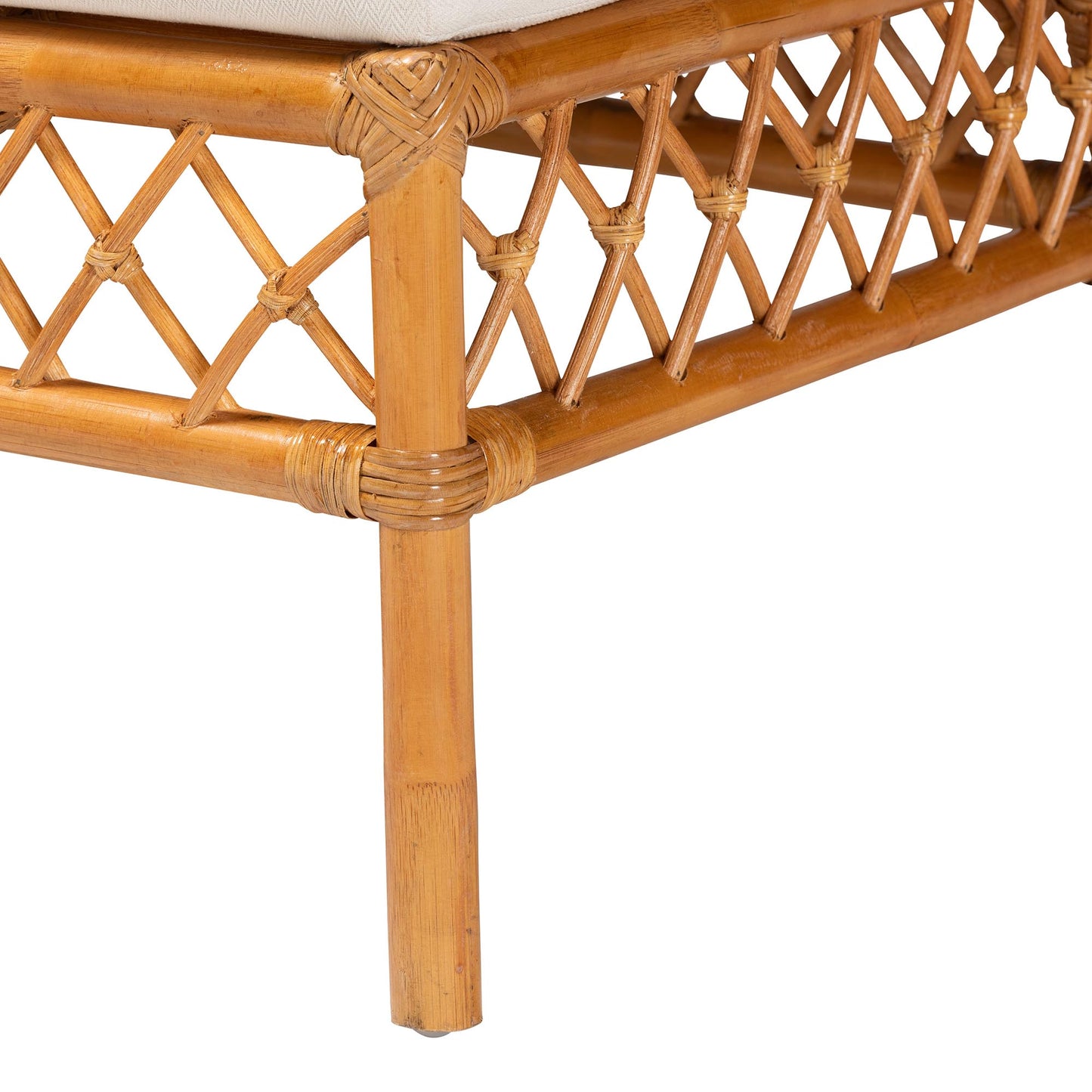 Baxton Studio bali & pari Capella Modern Bohemian Honey Rattan Dining Bench | Benches | Modishstore - 7