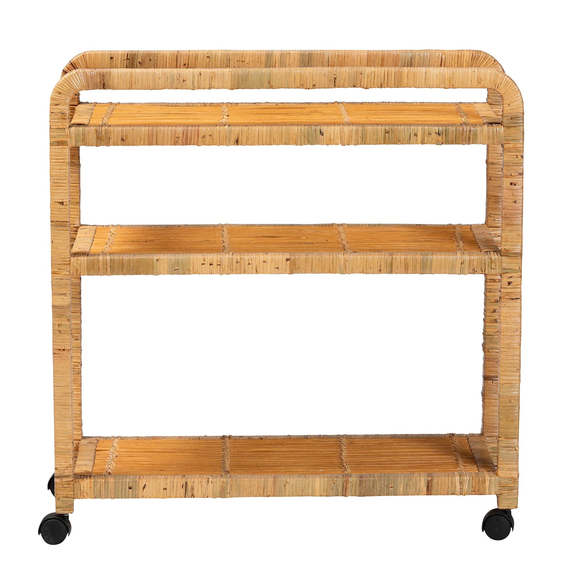 Baxton Studio bali & pari Delphine Modern Bohemian Natural Rattan Kitchen Cart | Kitchen Carts | Modishstore - 3