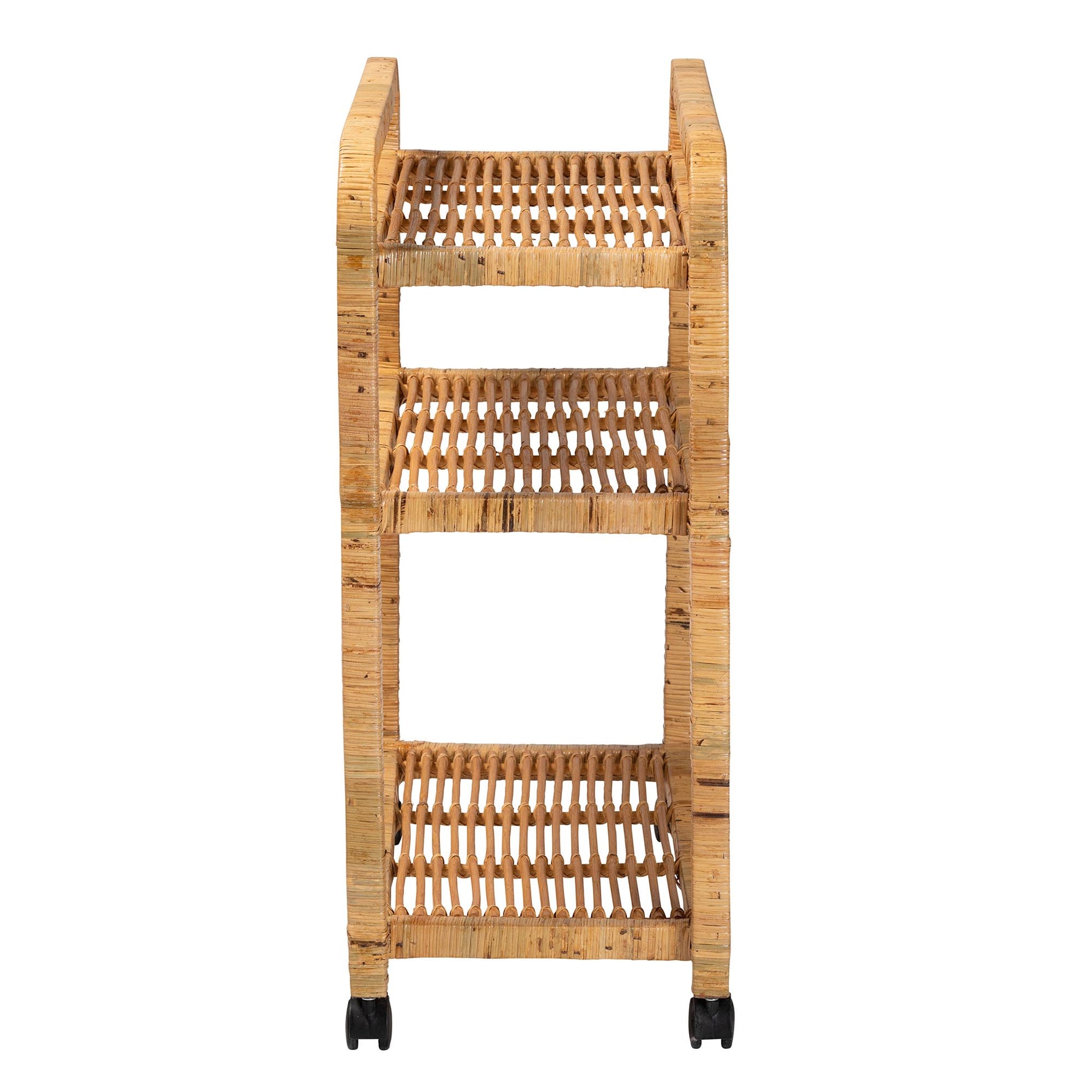 Baxton Studio bali & pari Delphine Modern Bohemian Natural Rattan Kitchen Cart | Kitchen Carts | Modishstore - 4