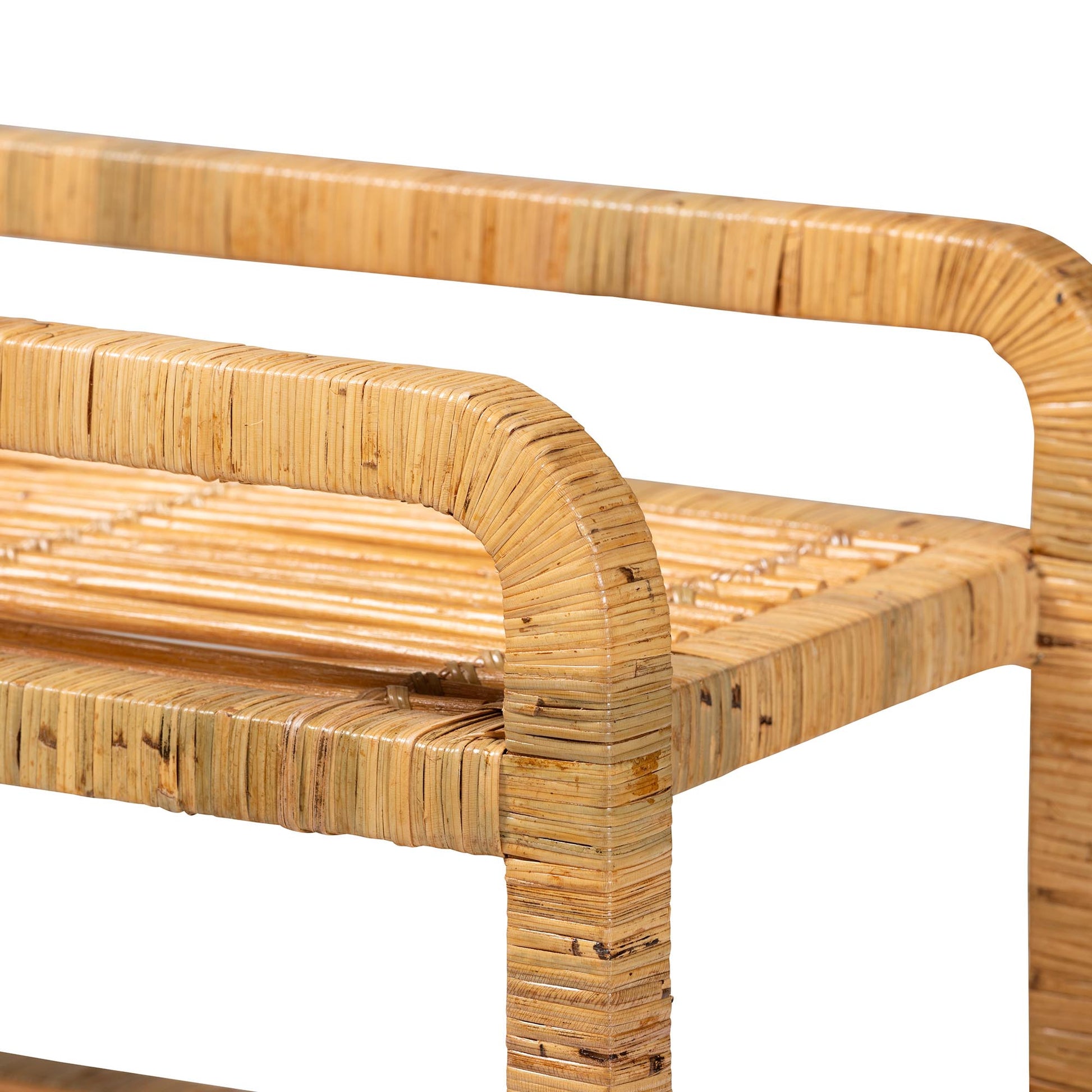 Baxton Studio bali & pari Delphine Modern Bohemian Natural Rattan Kitchen Cart | Kitchen Carts | Modishstore - 5