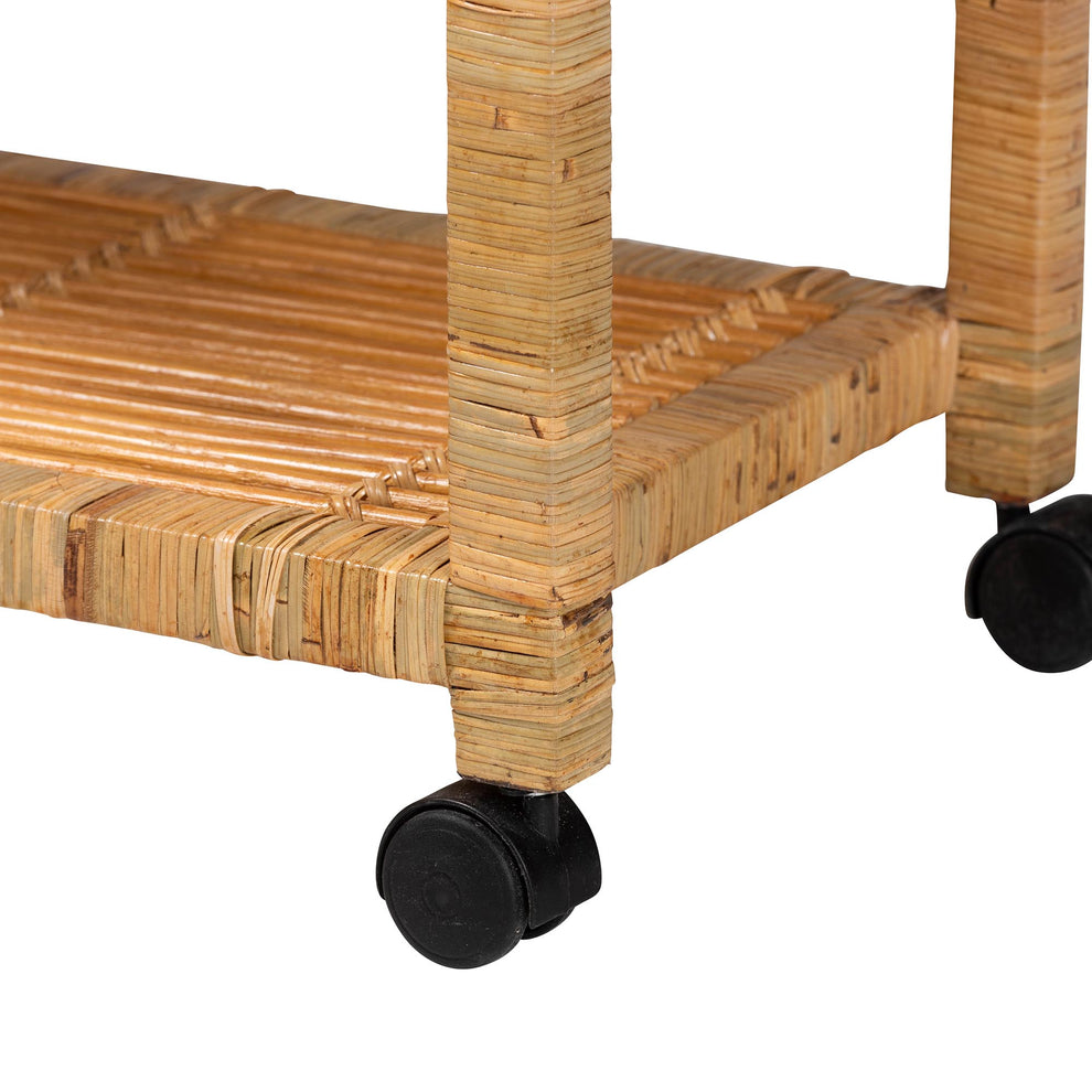 Baxton Studio bali & pari Delphine Modern Bohemian Natural Rattan Kitchen Cart | Kitchen Carts | Modishstore - 6