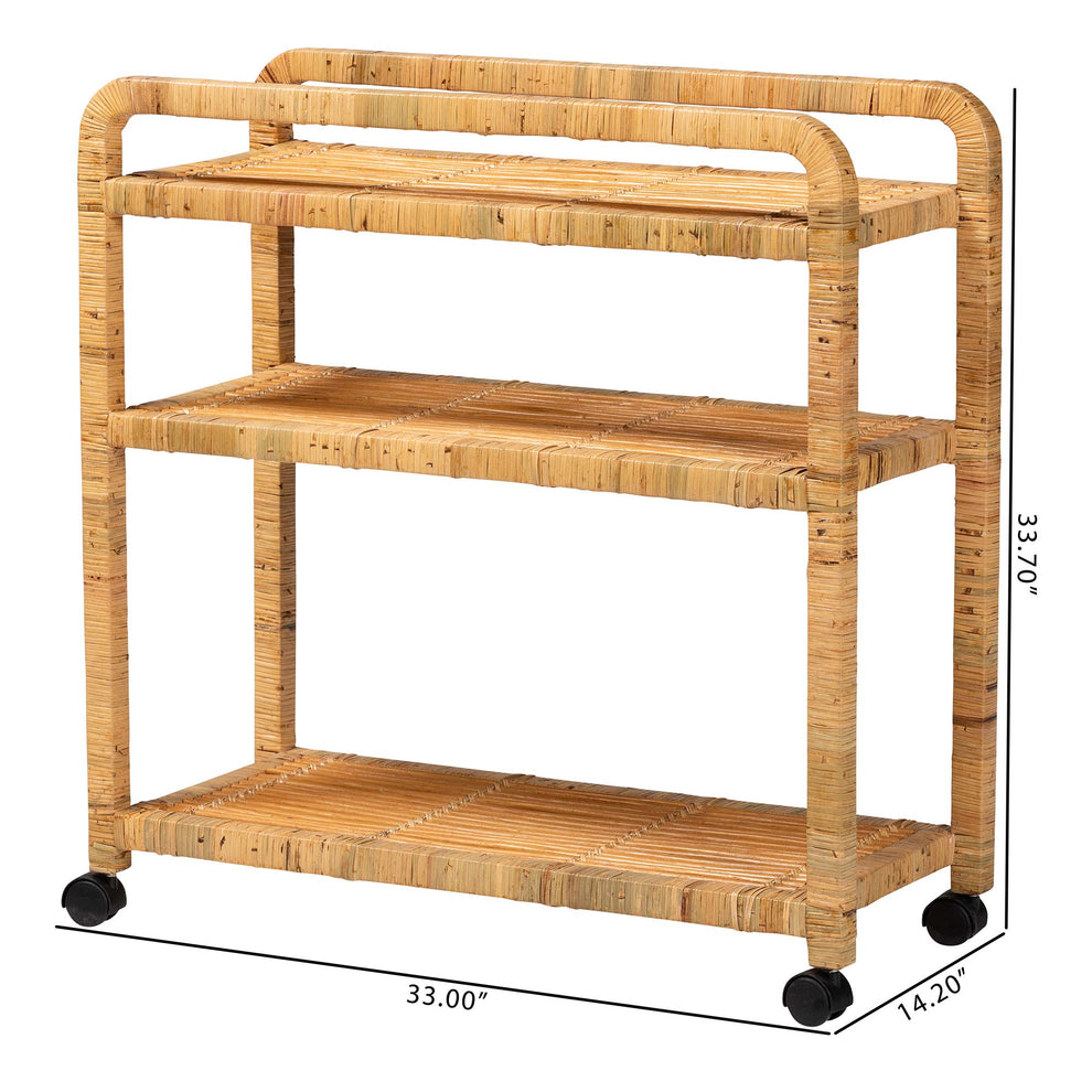 Baxton Studio bali & pari Delphine Modern Bohemian Natural Rattan Kitchen Cart | Kitchen Carts | Modishstore - 8