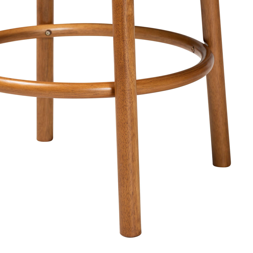 Baxton Studio Olwen Modern Japandi Cream Boucle Fabric and Walnut Brown Finished Wood 2-Piece Bar Stool Set | Bar Stools | Modishstore - 4