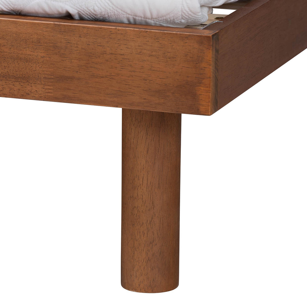 Baxton Studio Morana Mid-Century Modern Walnut Brown Finished Wood Queen Size Platform Bed with Built-in Shelf | Beds | Modishstore - 6